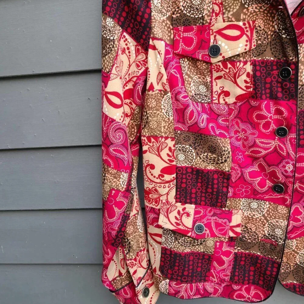 Christopher & Banks Red Brown Patchwork Lightweight Jacket Medium